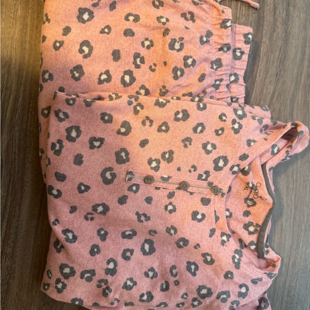 Cuddl Duds Pink Leopard Button-Up
